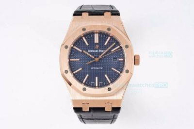 BF Factory Replica Audermars Piguet Royal Oak 15400 Rose Gold Blue Dial Watch 41mm